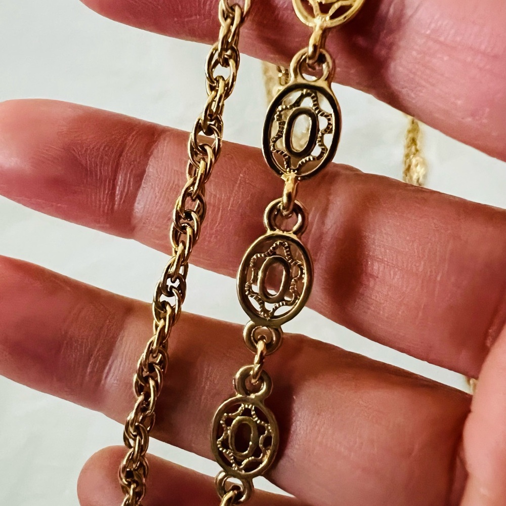 VTG Monet 52” Double Strand Gold Tone Oval Link Necklace Spring Ring ClaspSigned